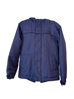 Cat & Jack Kids Navy Blue Hooded Winter Jacket 4T Faux Fur Lined